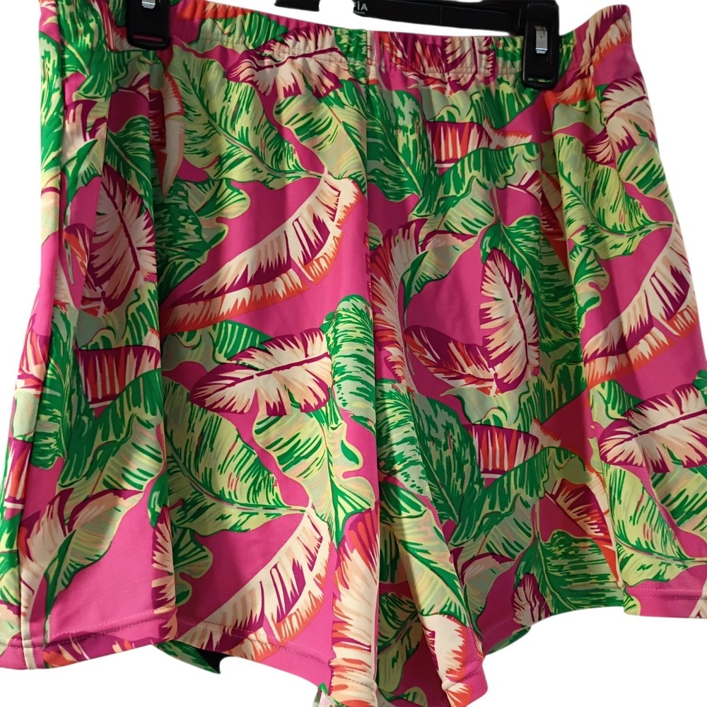 Blair Women's Size 20 Pink and Green Hawaiian Swim Summer Bottoms Shorts EUC - Picture 4 of 5